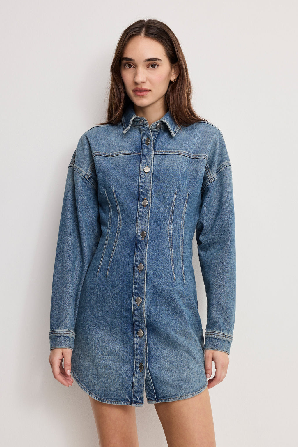 Premium SHAPED DENIM DRESS INDIGO1100