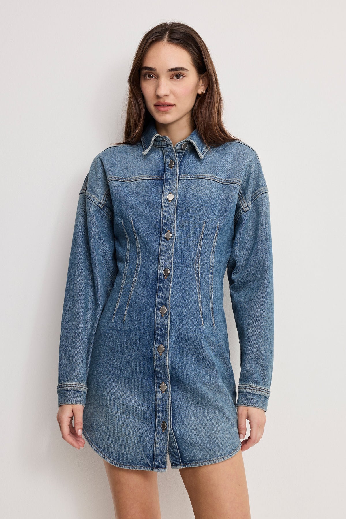 Premium SHAPED DENIM DRESS INDIGO1100