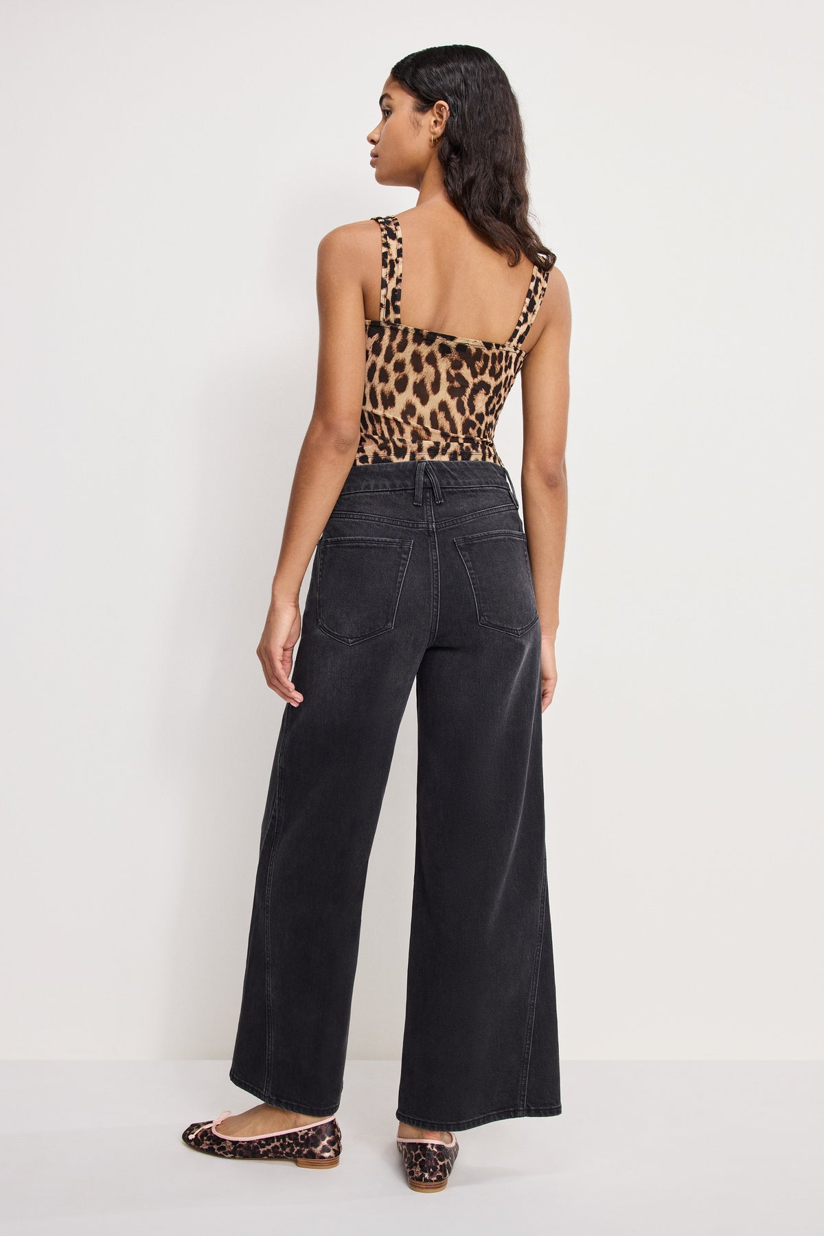 Premium GOOD SKATE CROPPED WIDE JEANS BLACK407