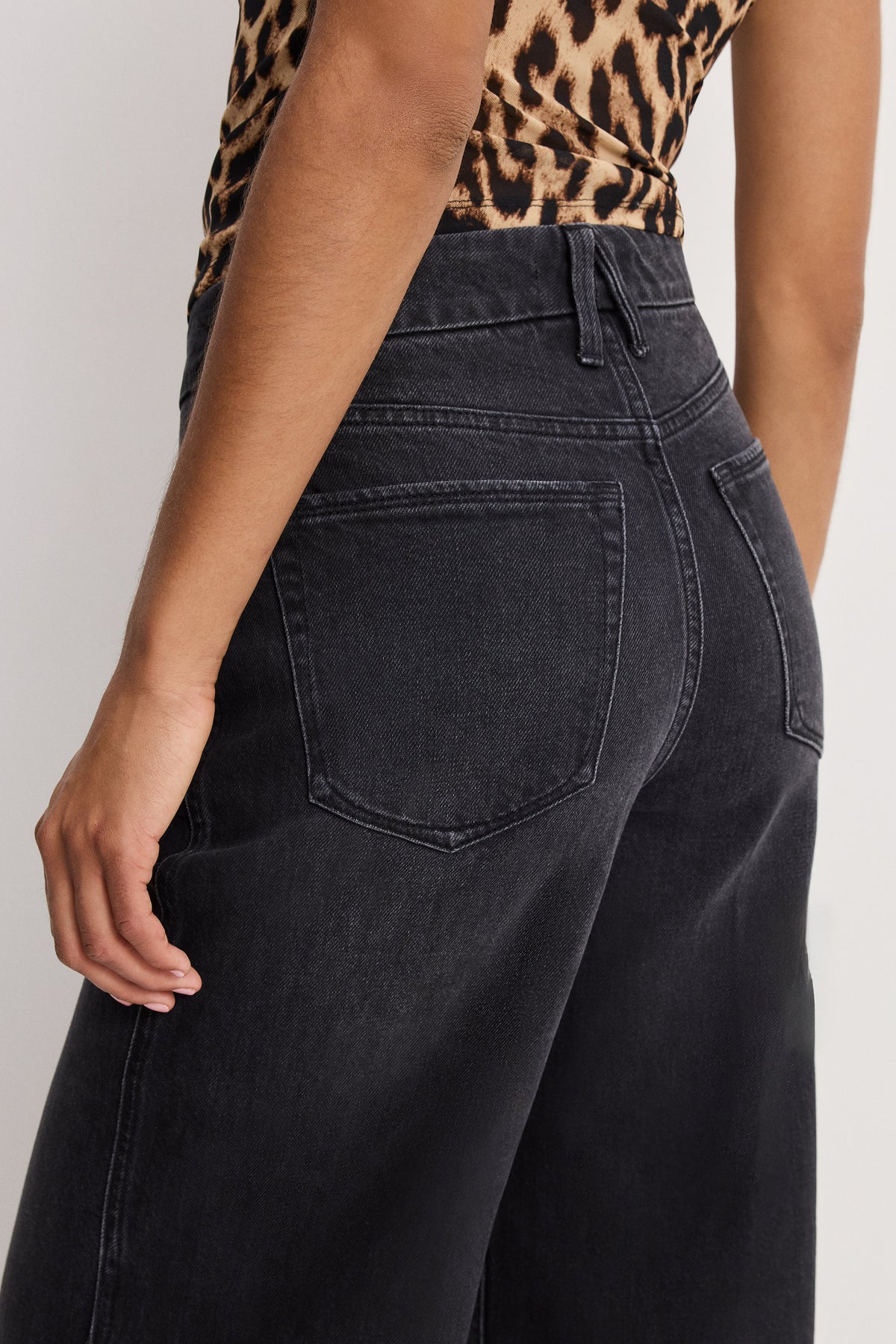Premium GOOD SKATE CROPPED WIDE JEANS BLACK407