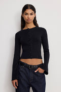 Premium BELL SLEEVE KNIT CARDIGAN BLACK001