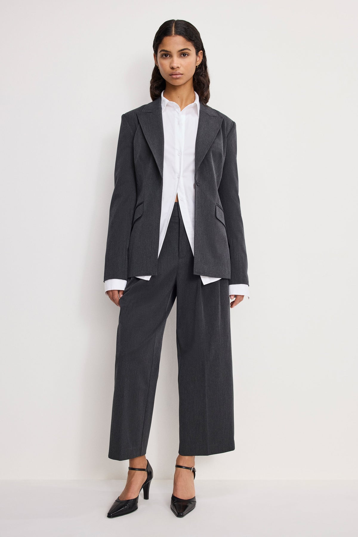 Premium ESSENTIAL SUITING SCULPTED BLAZER DARK HEATHER GRAY