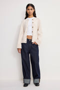 Premium BUTTON FRONT KNIT CARDIGAN VANILLA001