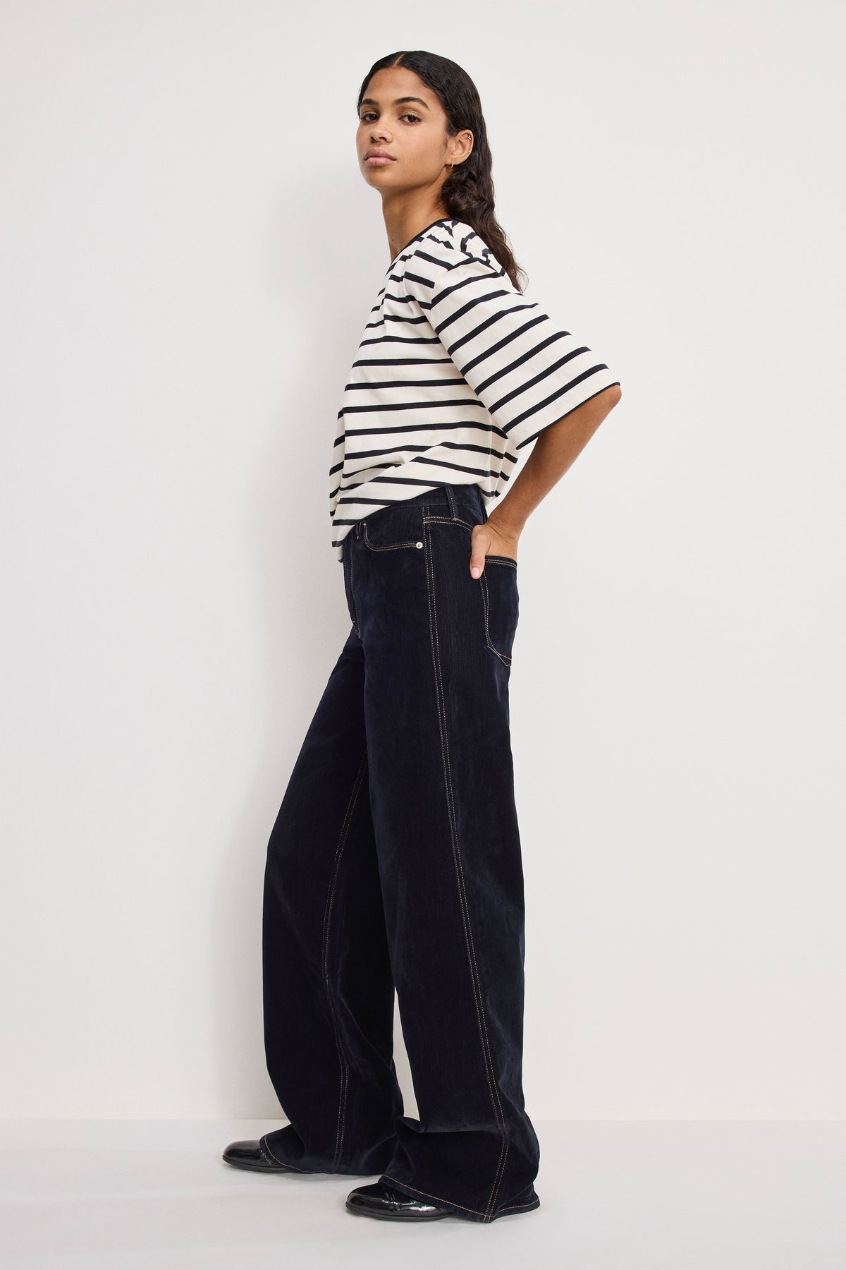 Premium GOOD SKATE FLOCKED DENIM JEANS INDIGO939