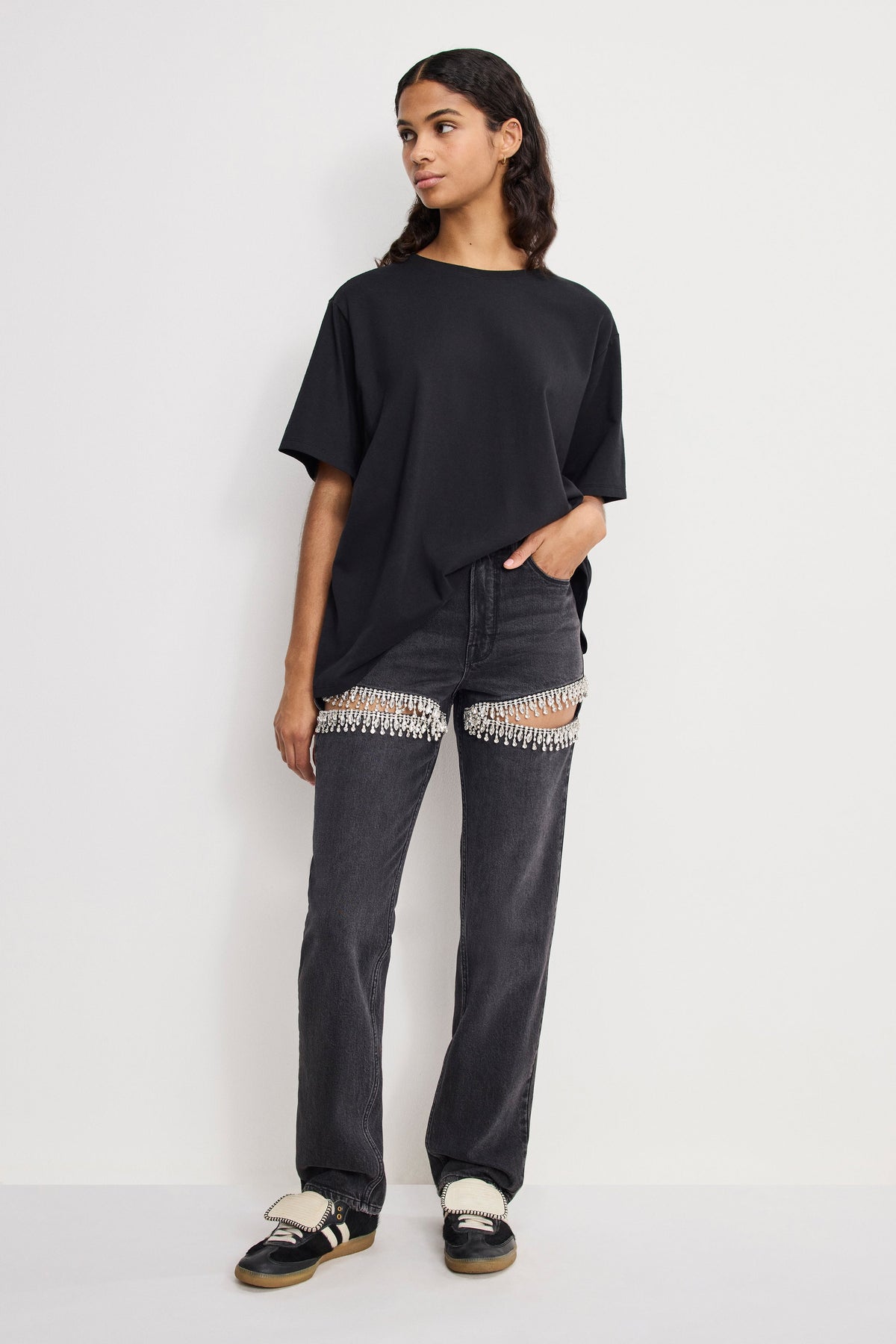 Premium GOOD ICON STRAIGHT DIAMOND JEANS BLACK376
