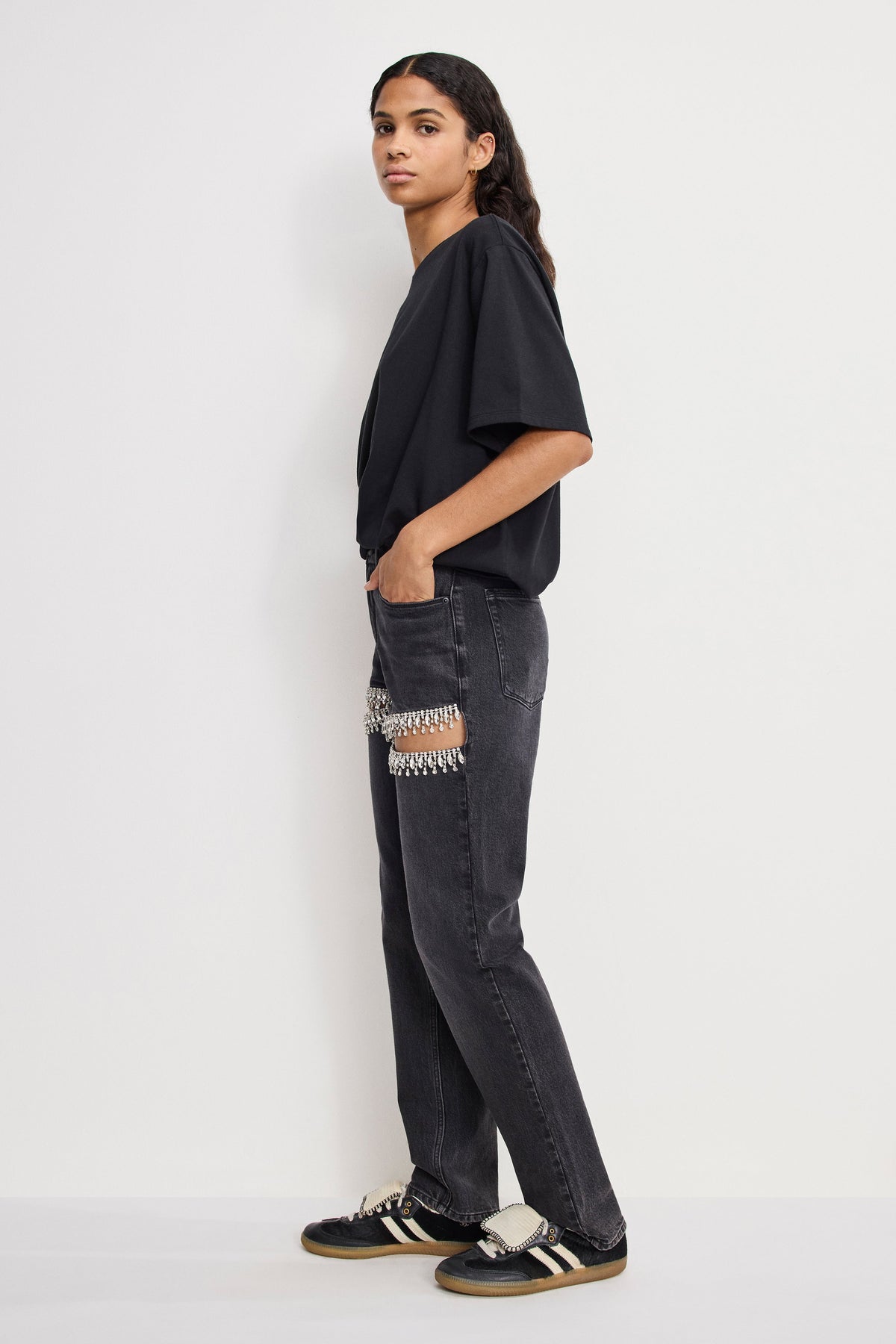 Premium GOOD ICON STRAIGHT DIAMOND JEANS BLACK376
