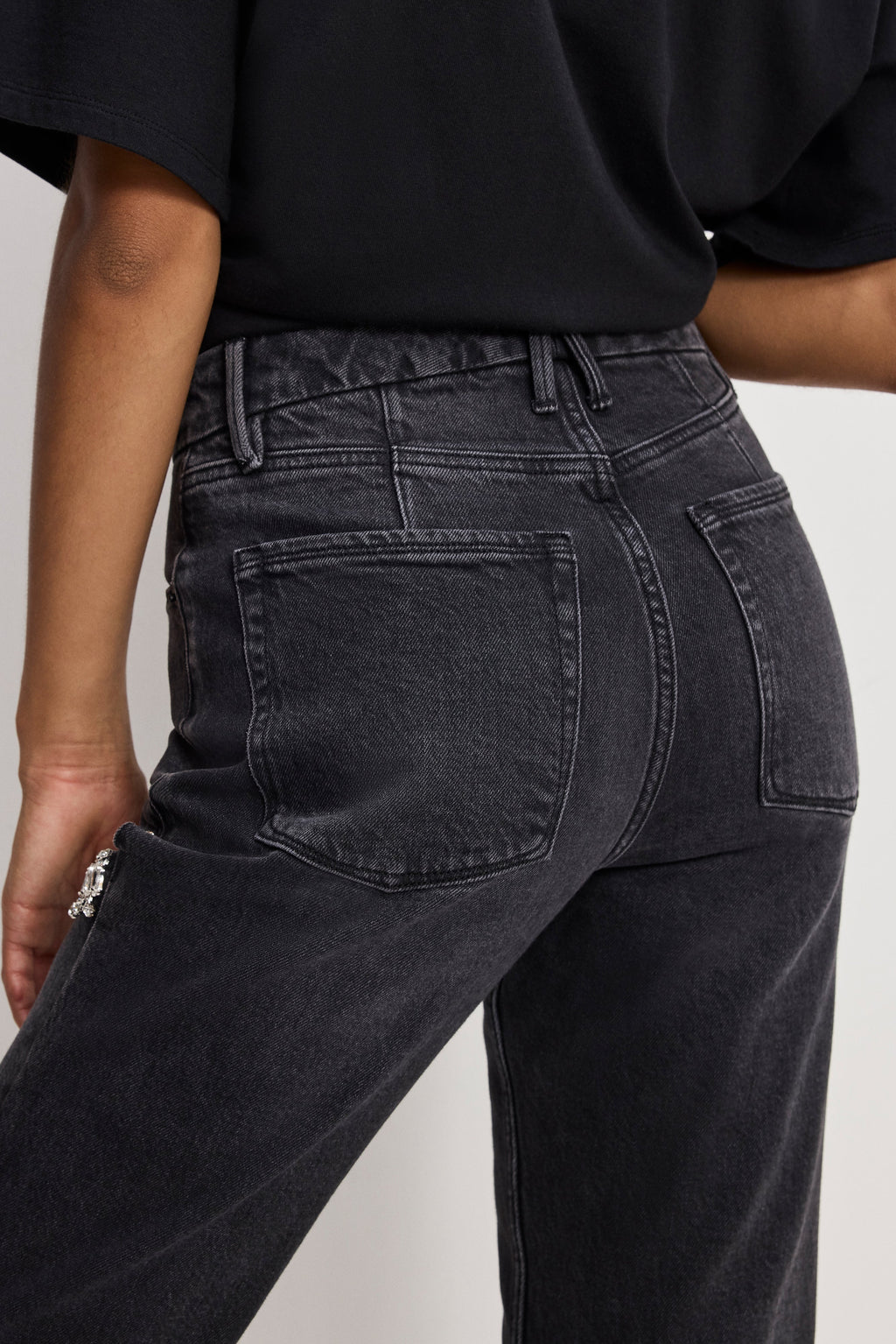 Premium GOOD ICON STRAIGHT DIAMOND JEANS BLACK376