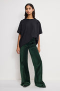 Premium VELVET GOOD WAIST PALAZZO PANTS PINE GREEN003