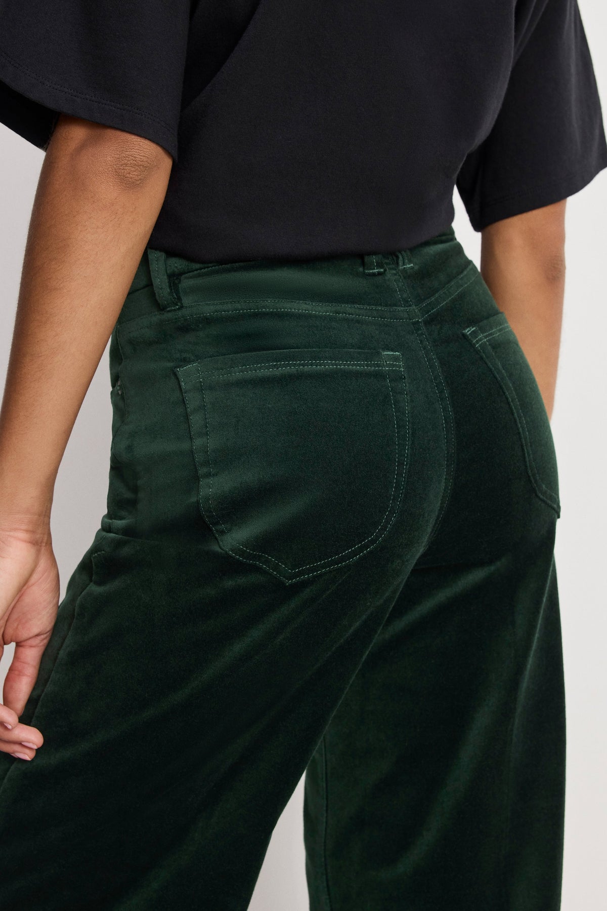 Premium VELVET GOOD WAIST PALAZZO PANTS PINE GREEN003
