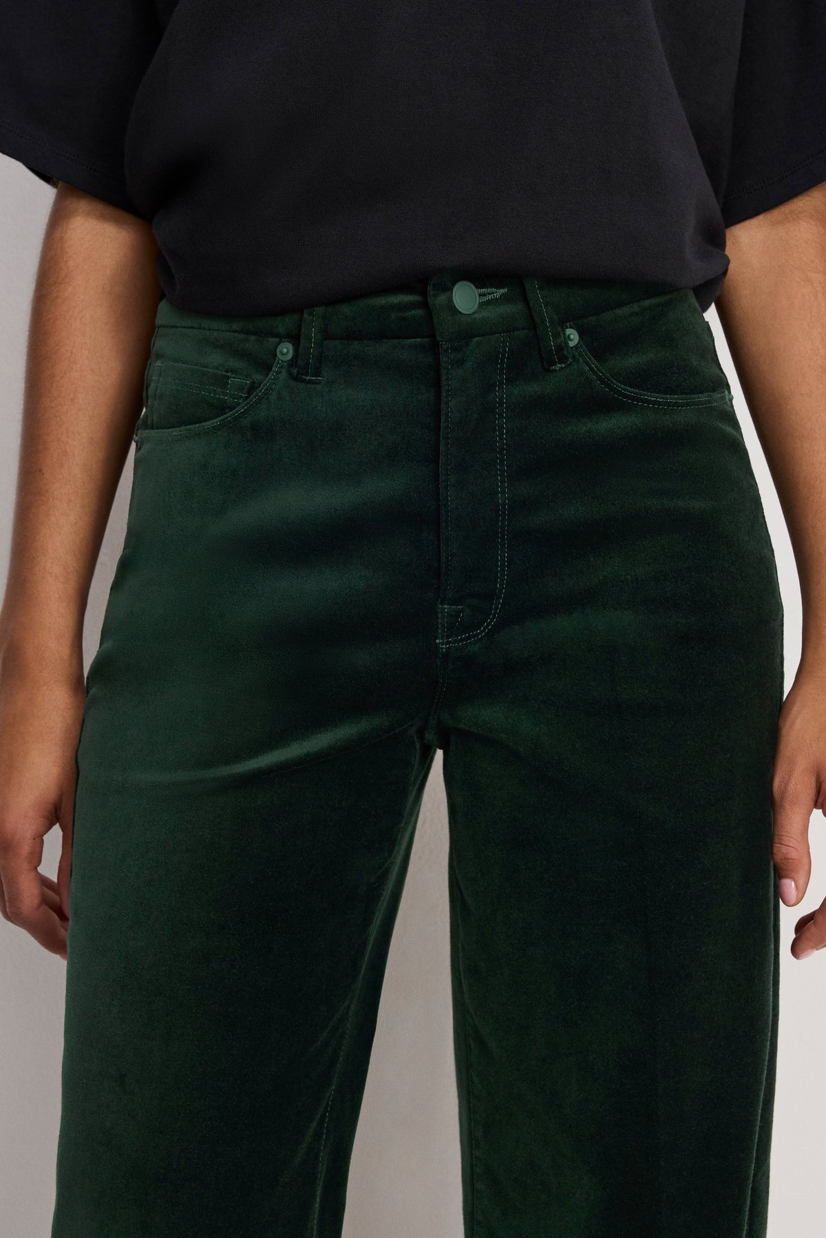 Premium VELVET GOOD WAIST PALAZZO PANTS PINE GREEN003