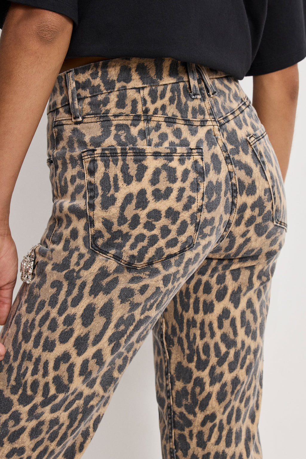 Premium LEOPARD GOOD ICON STRAIGHT DIAMOND JEANS LUCKY LEOPARD001