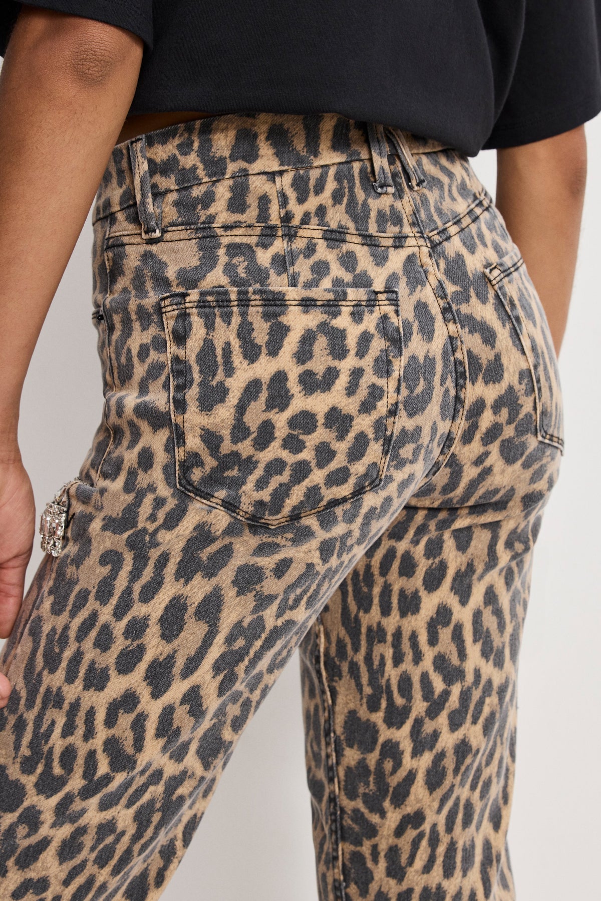 Premium LEOPARD GOOD ICON STRAIGHT DIAMOND JEANS LUCKY LEOPARD001