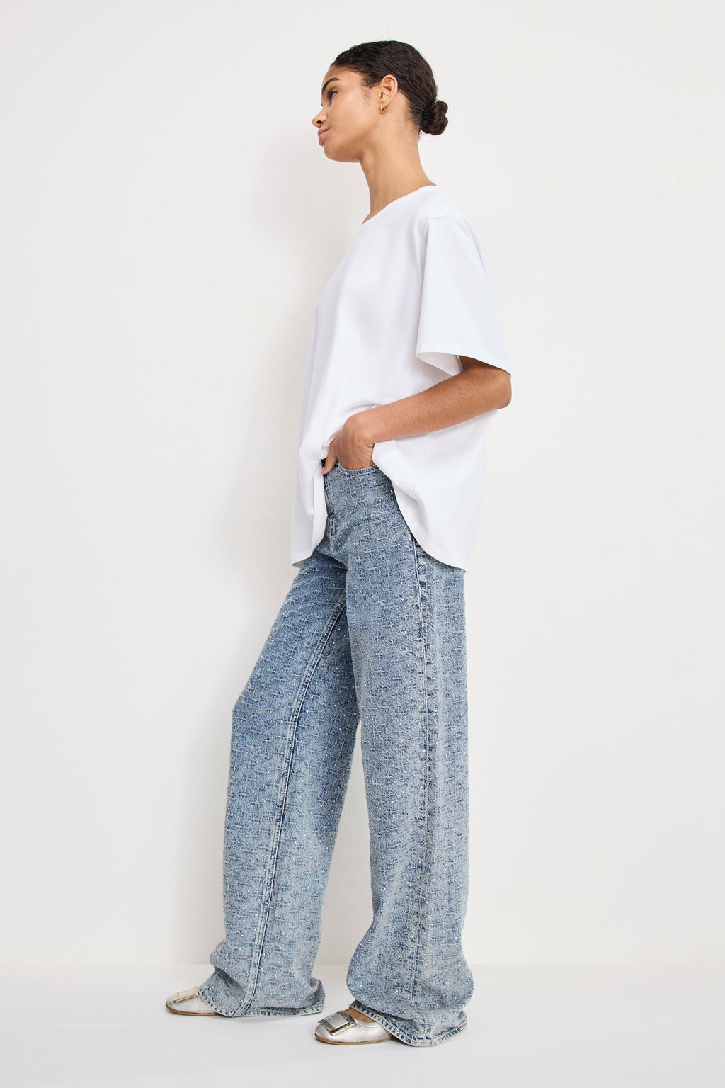 Premium GOOD SKATE WIDE CRYSTAL JEANS INDIGO1070
