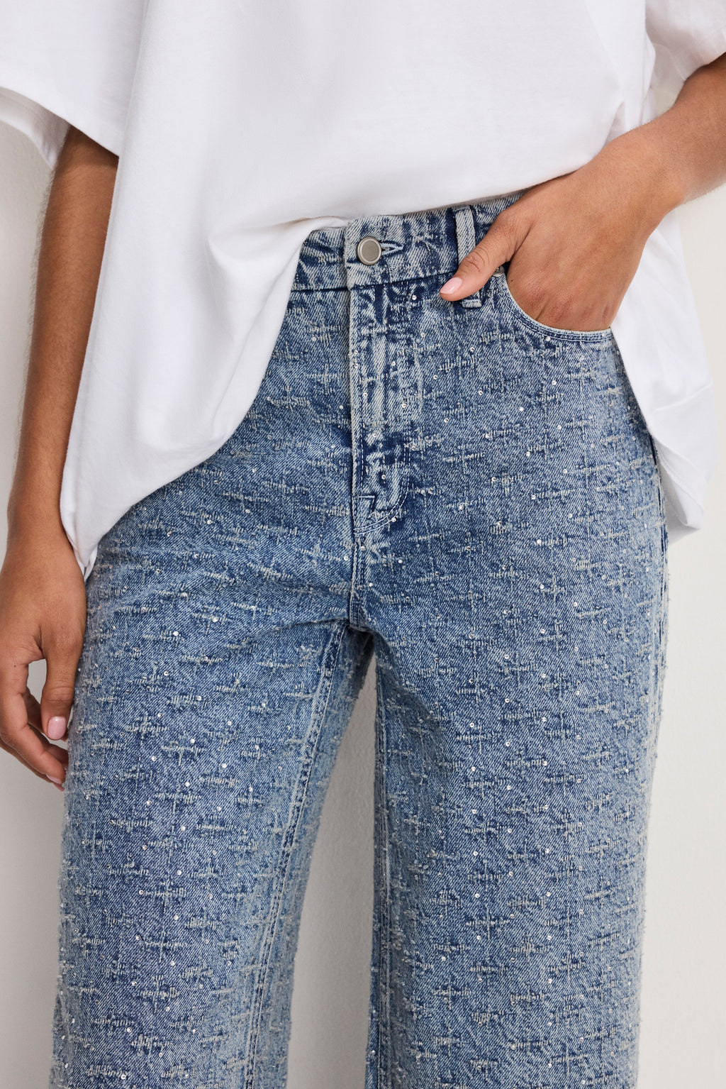 Premium GOOD SKATE WIDE CRYSTAL JEANS INDIGO1070