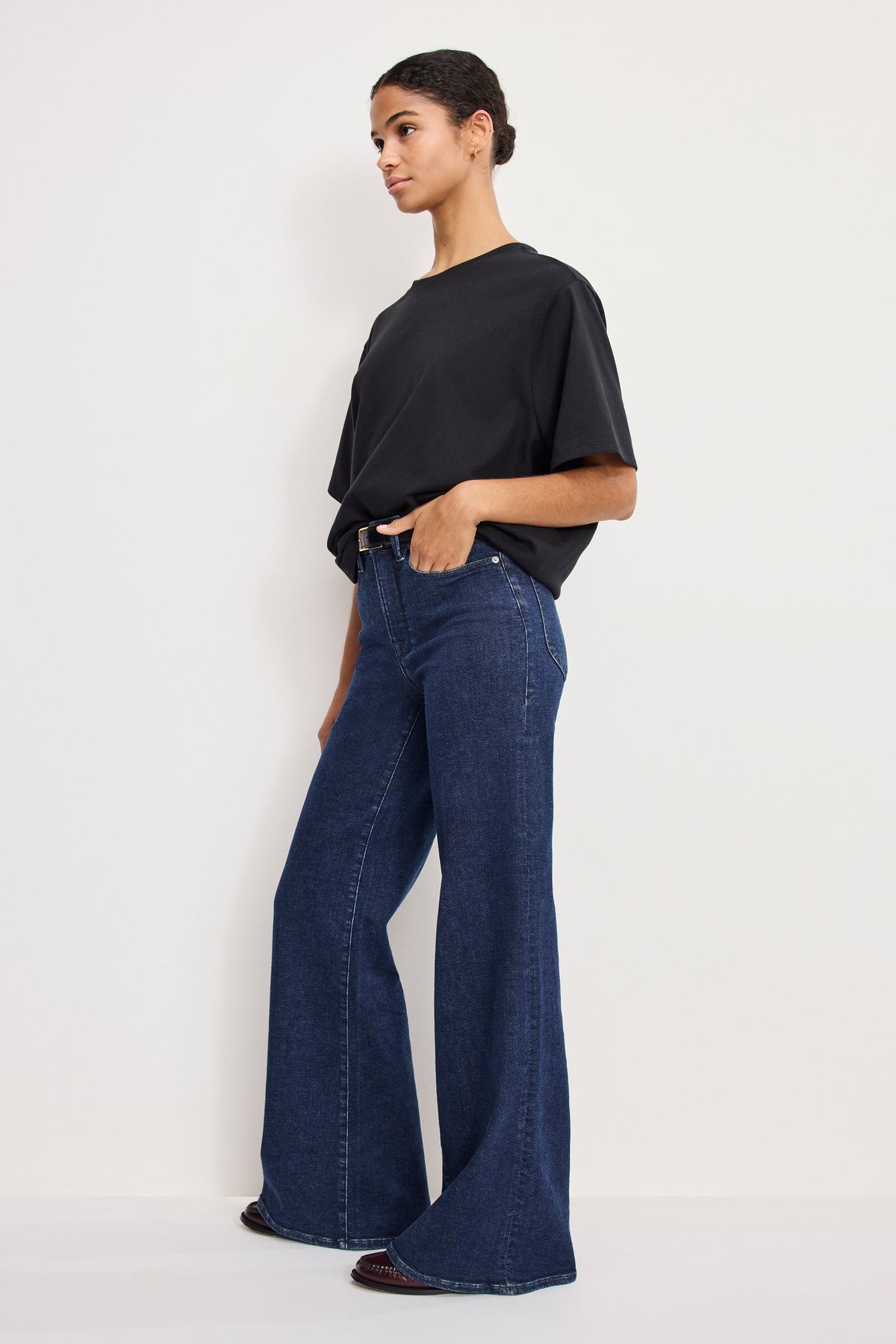 Premium GOOD WAIST PALAZZO JEANS INDIGO985