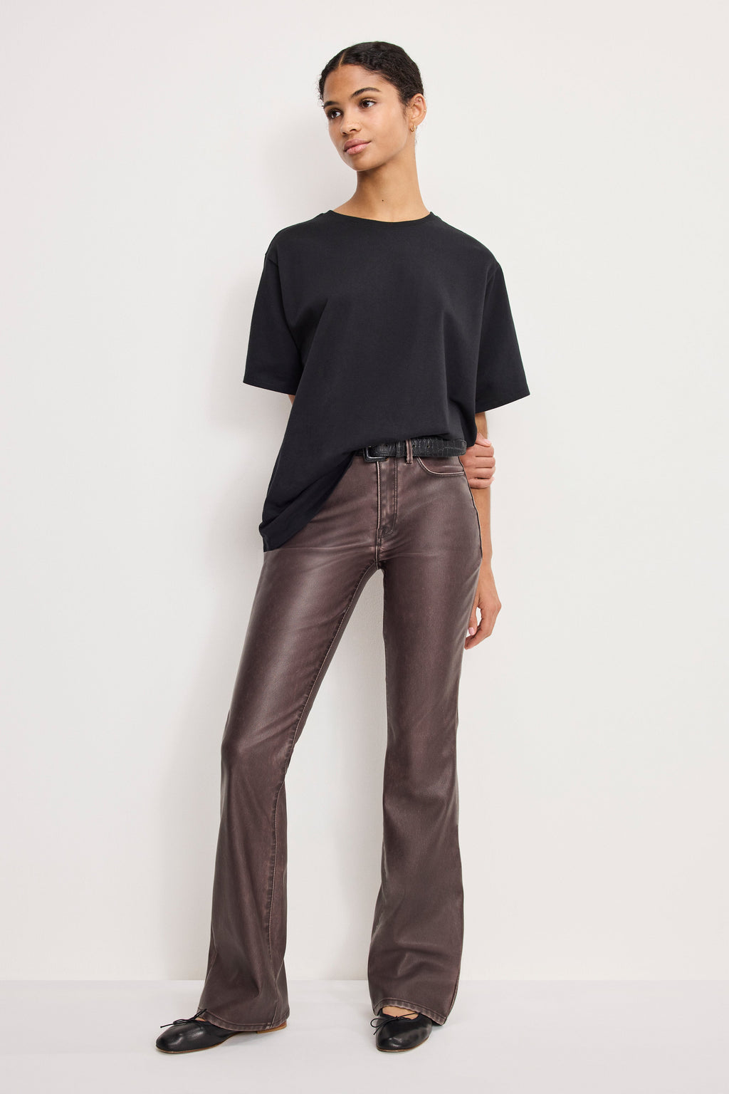 Premium GOOD CLASSIC BOOTCUT FAUX LEATHER PANTS VAMP001