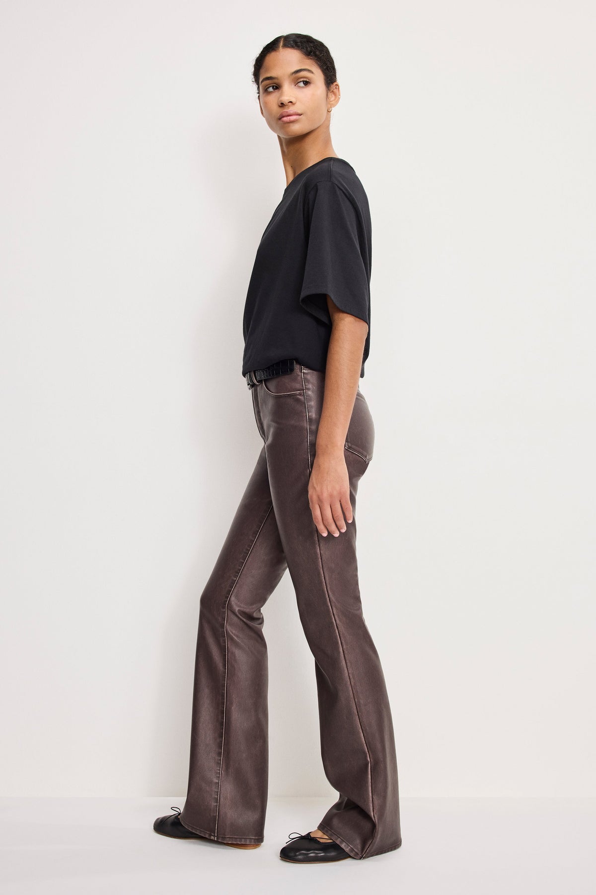 Premium GOOD CLASSIC BOOTCUT FAUX LEATHER PANTS VAMP001
