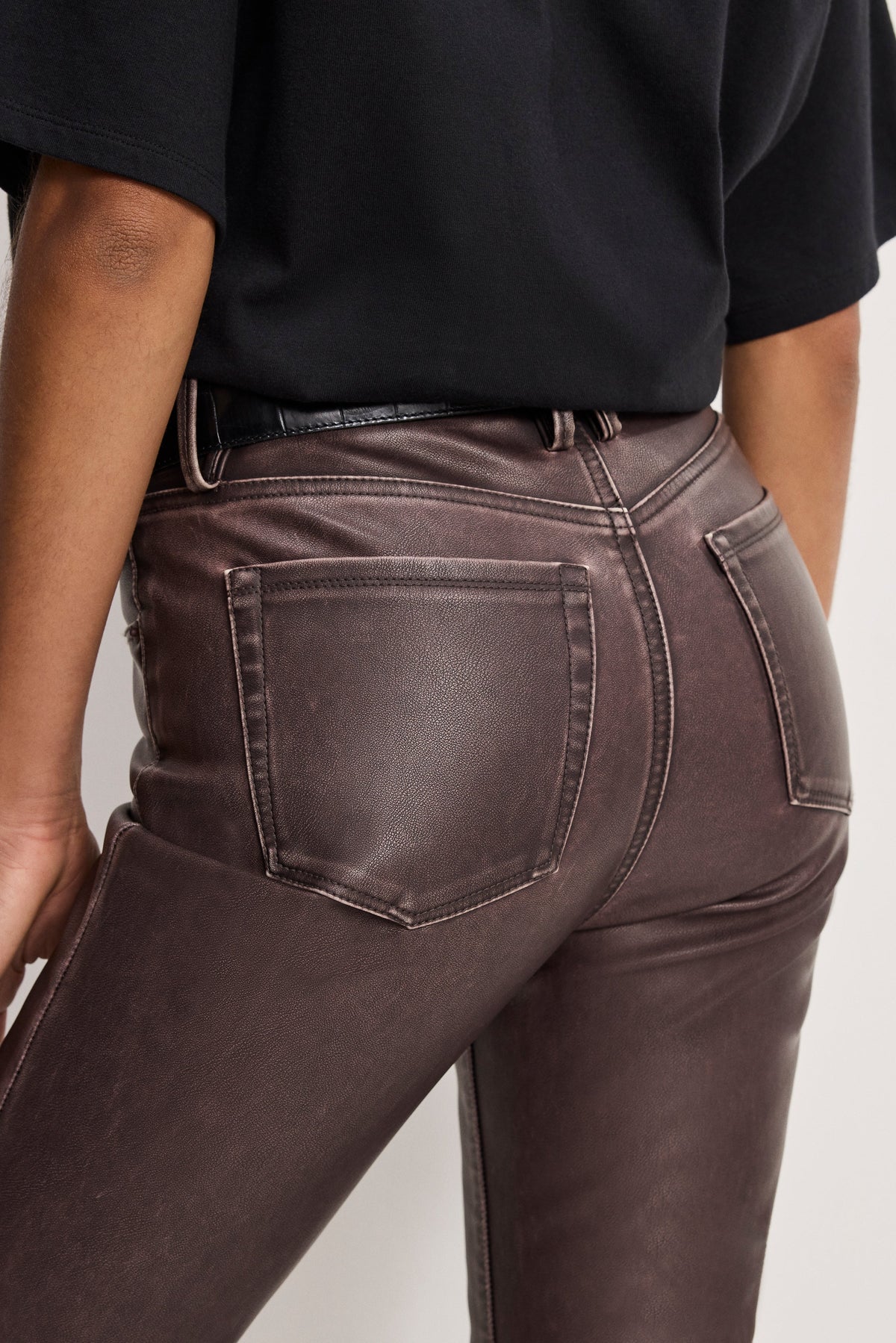 Premium GOOD CLASSIC BOOTCUT FAUX LEATHER PANTS VAMP001