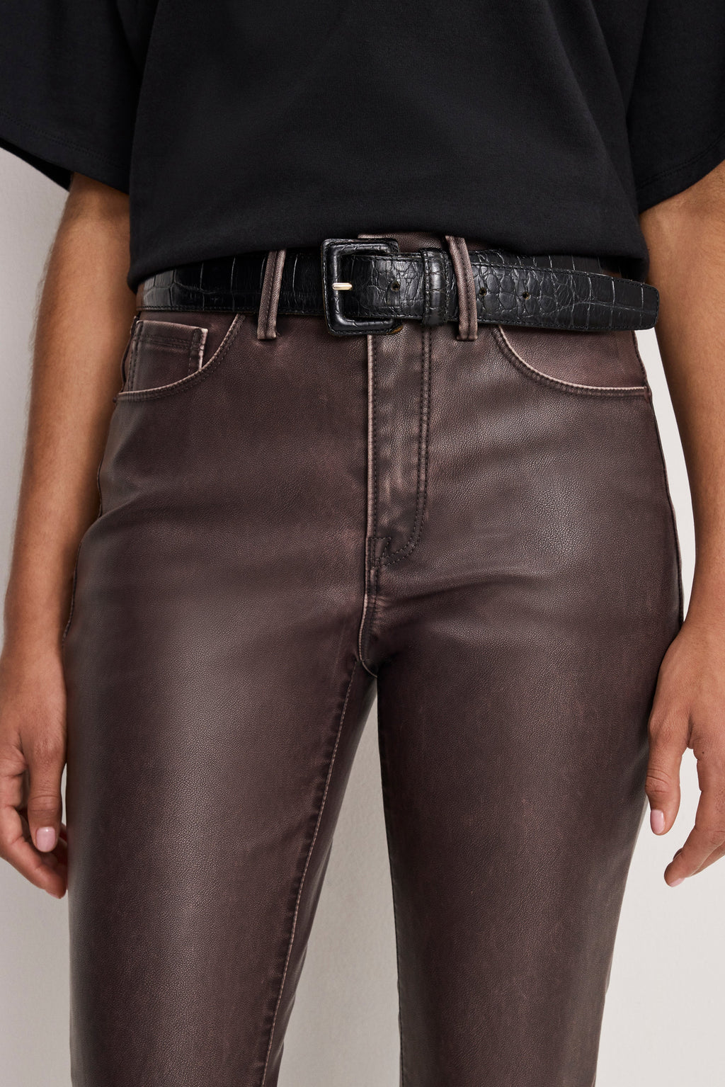 Premium GOOD CLASSIC BOOTCUT FAUX LEATHER PANTS VAMP001