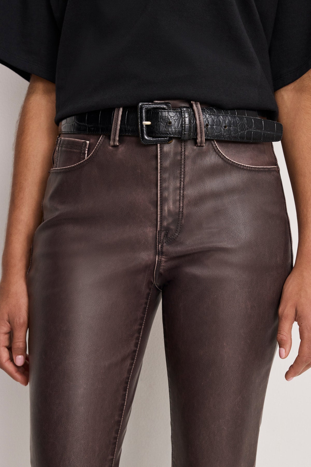 Premium GOOD CLASSIC BOOTCUT FAUX LEATHER PANTS VAMP001