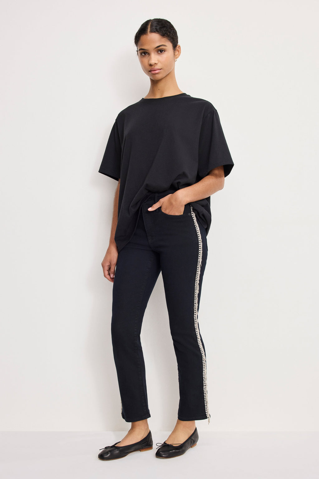 Premium GOOD LEGS STRAIGHT DIAMOND JEANS BLACK411