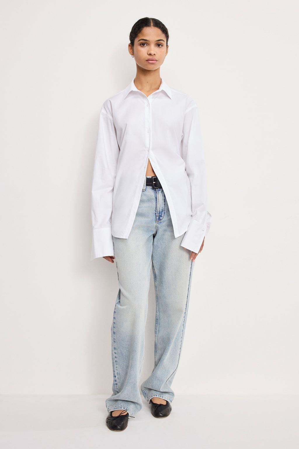 Premium POPLIN TIE BACK SHIRT WHITE001