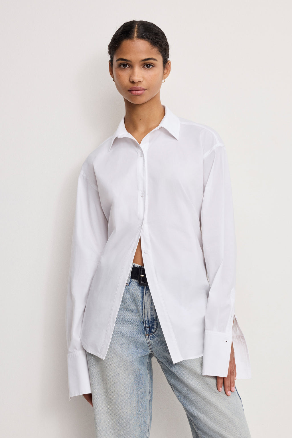 Premium POPLIN TIE BACK SHIRT WHITE001
