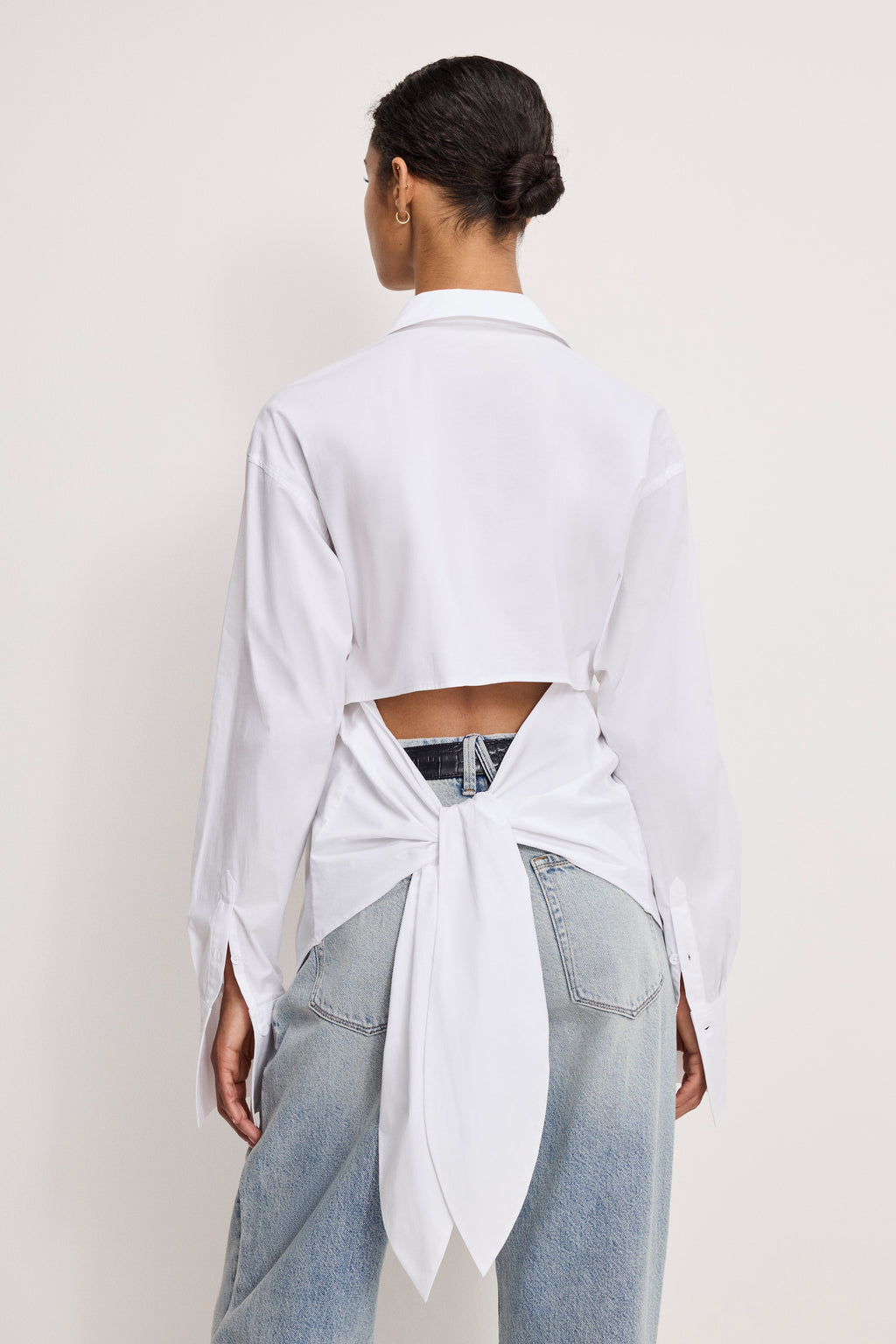 Premium POPLIN TIE BACK SHIRT WHITE001