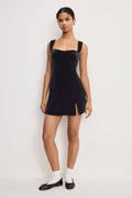Premium VELVET MINI DRESS BLACK001