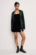 Premium VELVET SCULPTED BLAZER PINE GREEN003
