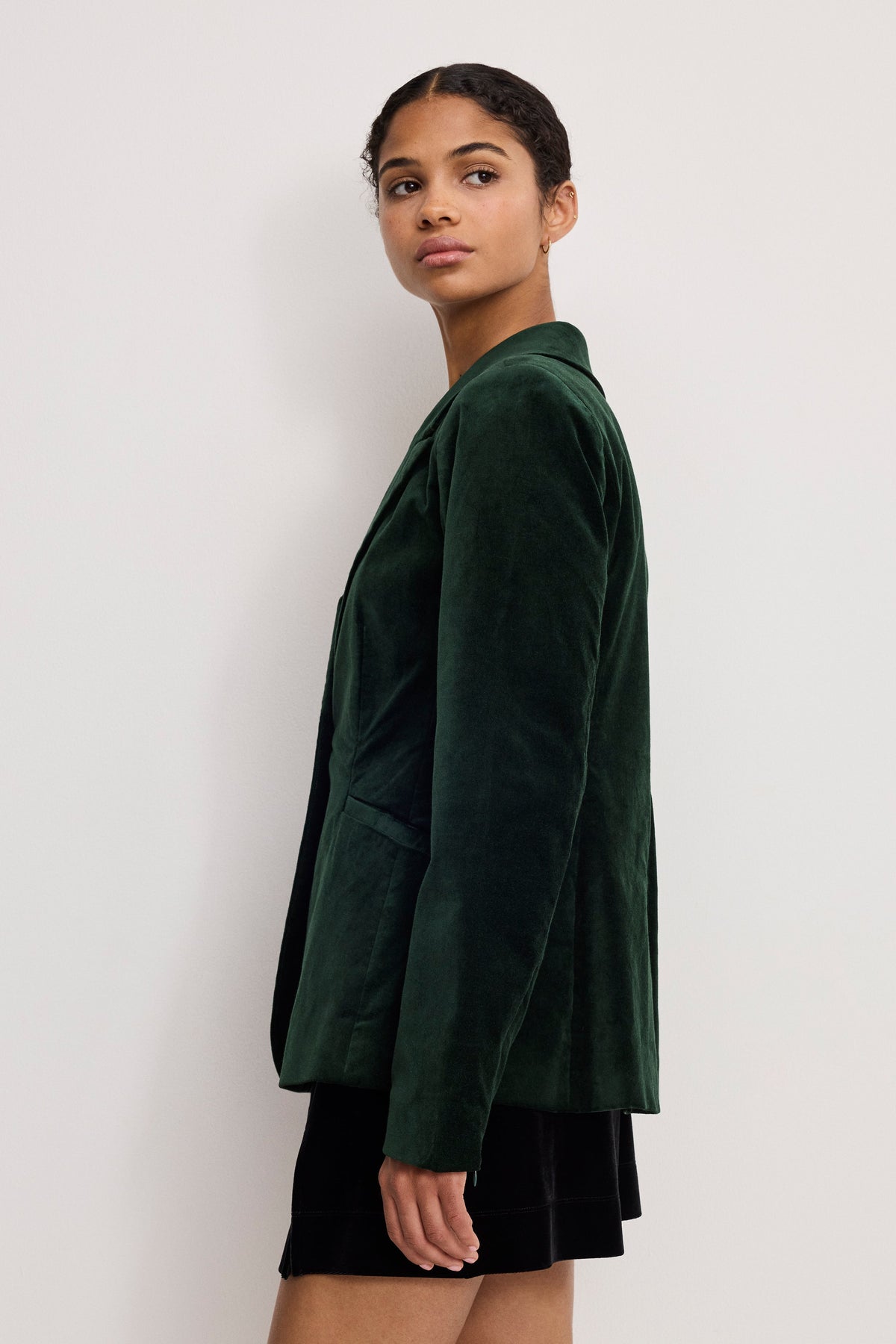 Premium VELVET SCULPTED BLAZER PINE GREEN003