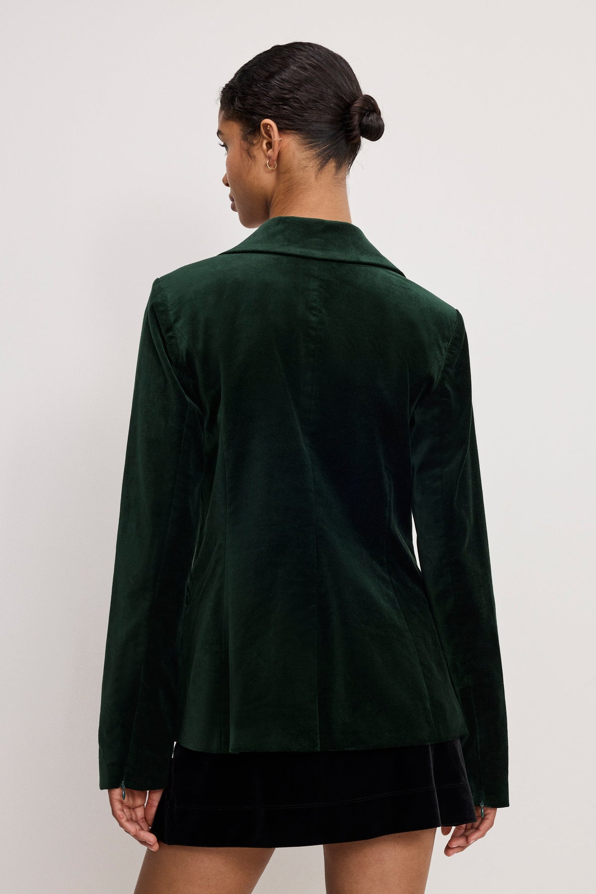 Premium VELVET SCULPTED BLAZER PINE GREEN003