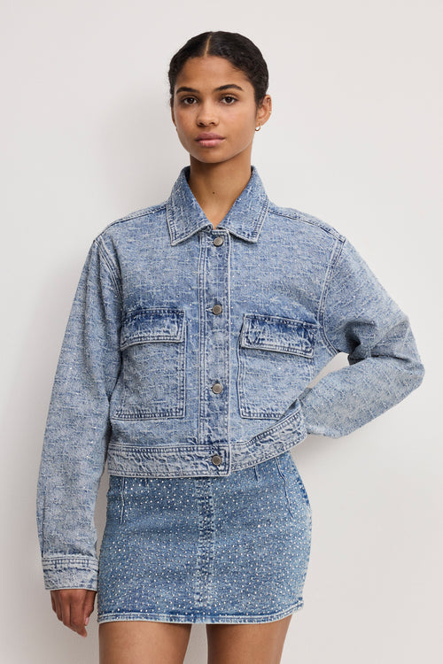 Premium CRYSTAL DENIM JACKET INDIGO1070