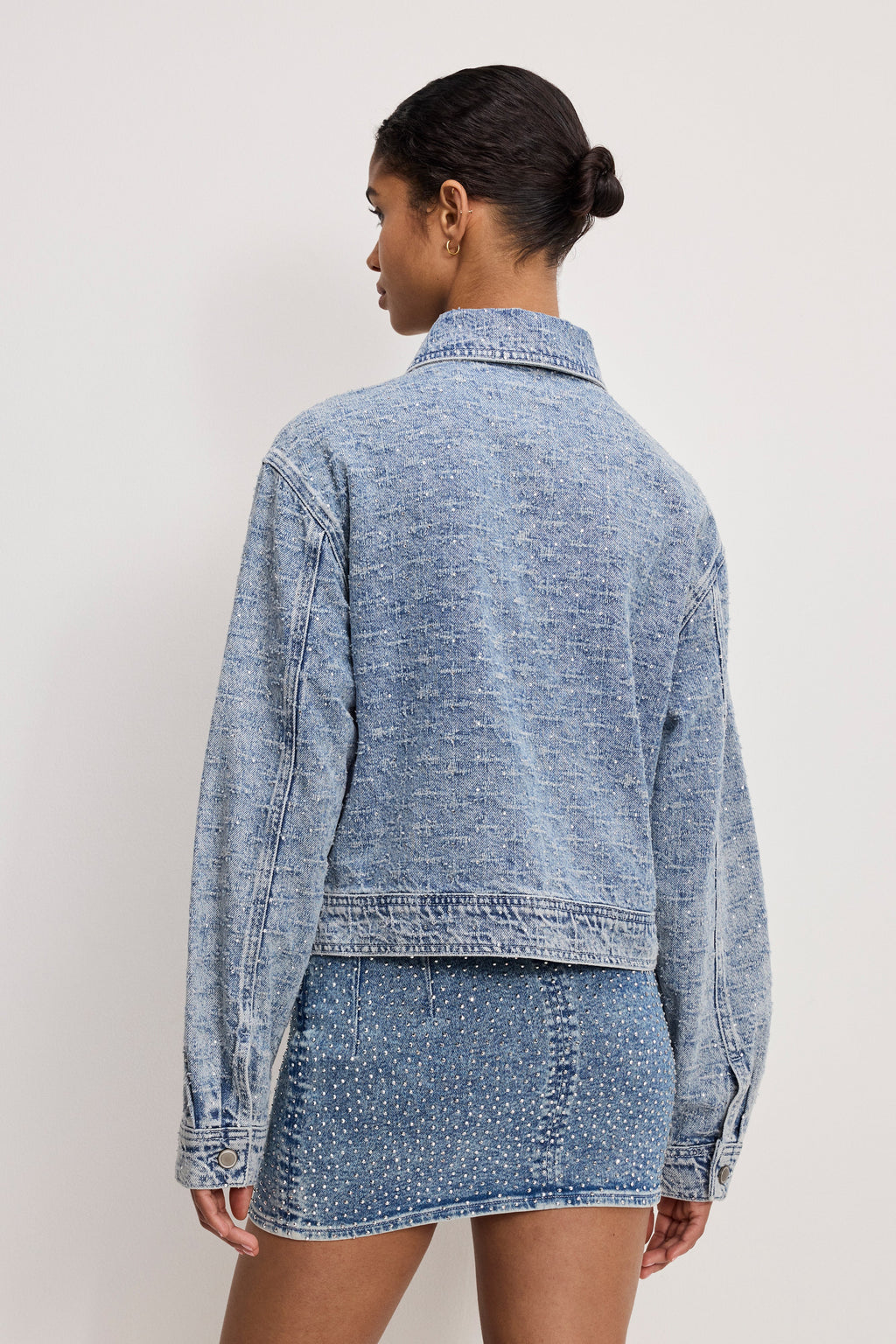 Premium CRYSTAL DENIM JACKET INDIGO1070