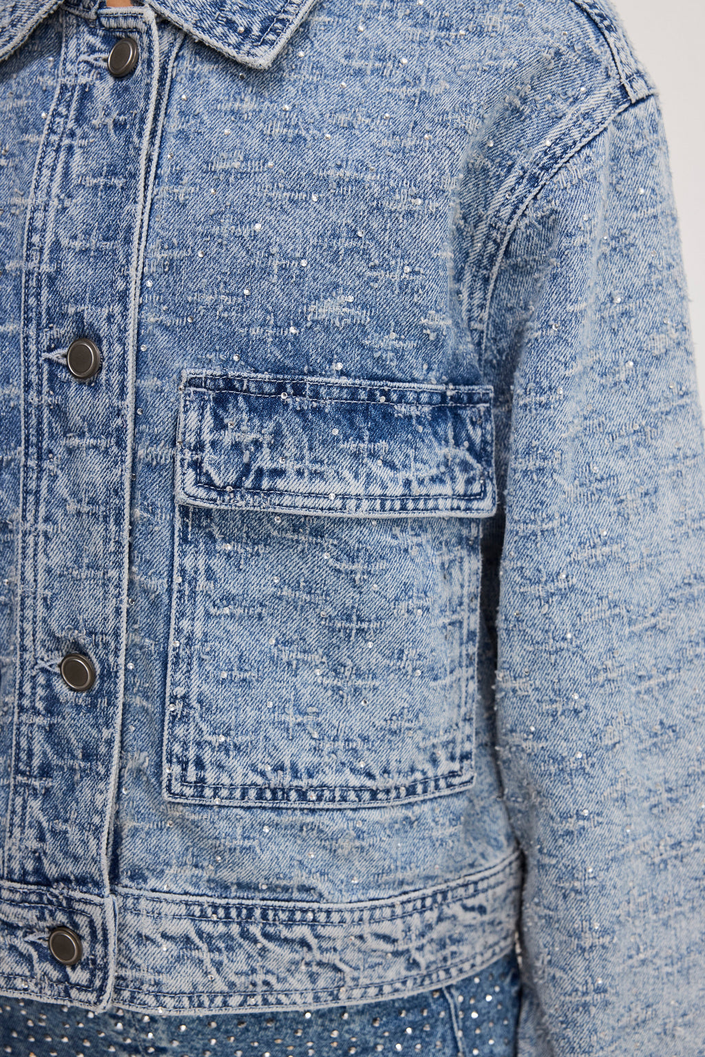 Premium CRYSTAL DENIM JACKET INDIGO1070