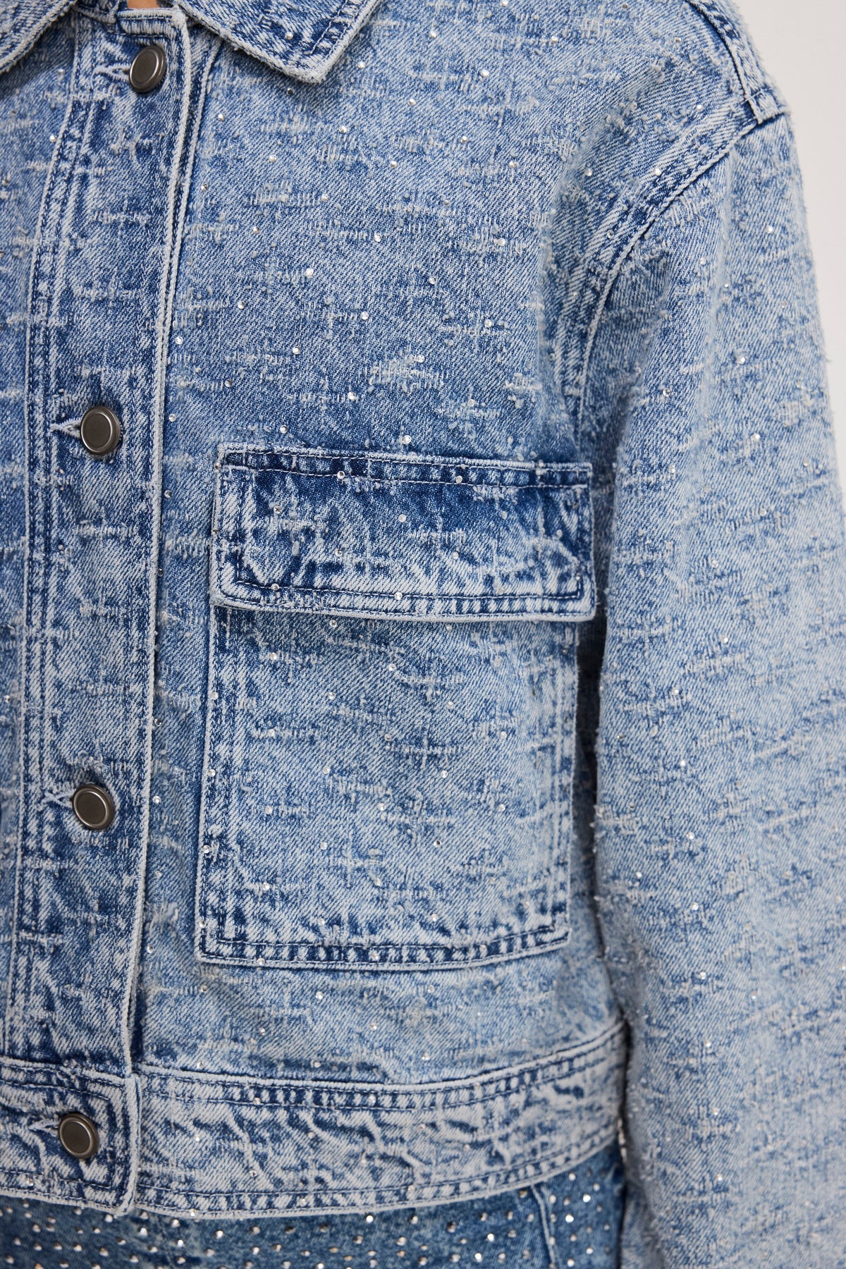 Premium CRYSTAL DENIM JACKET INDIGO1070