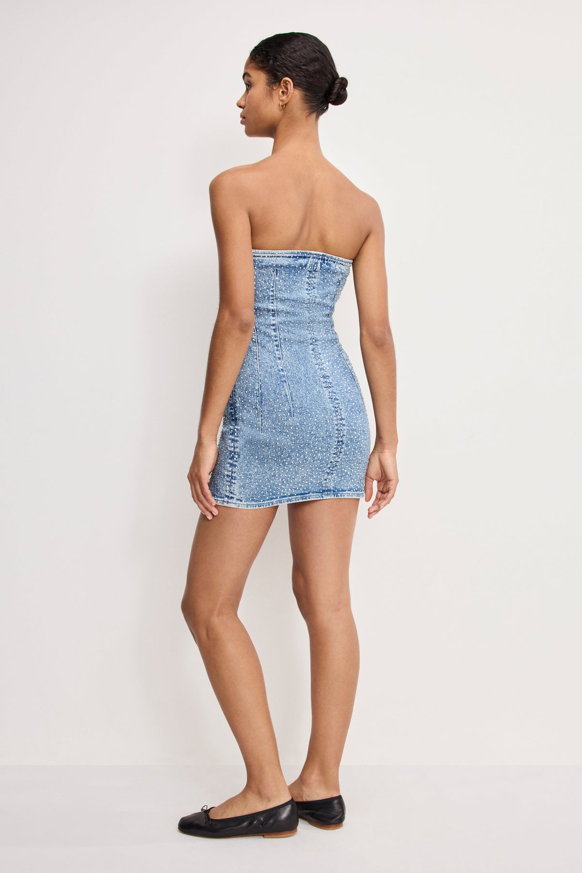 Premium CRYSTAL STRAPLESS MINI DRESS INDIGO1097