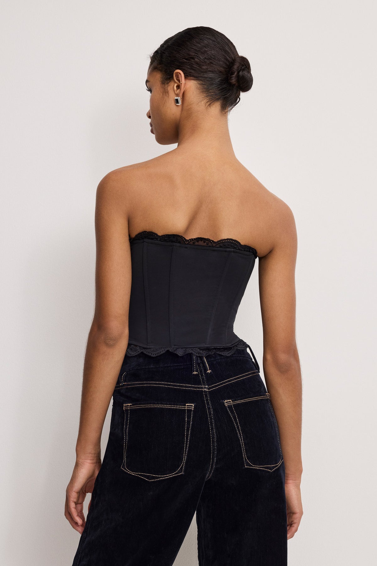 Premium MATTE JERSEY LACE TRIM BUSTIER BLACK001