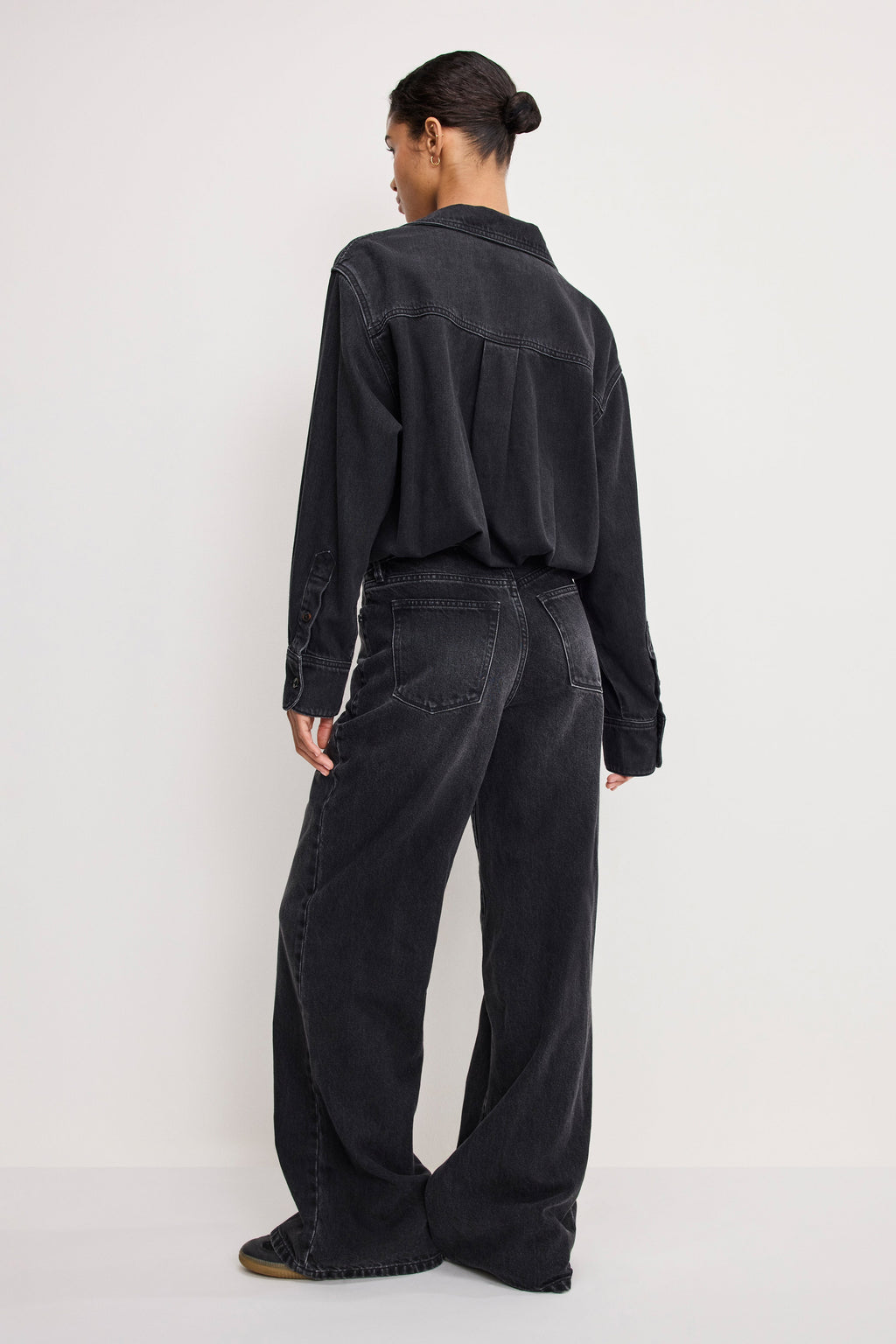 Premium DENIM SHIRT JUMPSUIT BLACK389