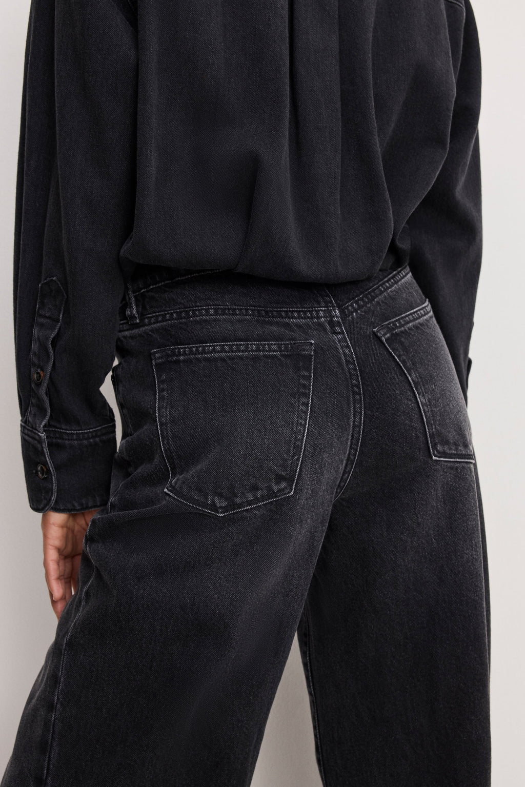 Premium DENIM SHIRT JUMPSUIT BLACK389