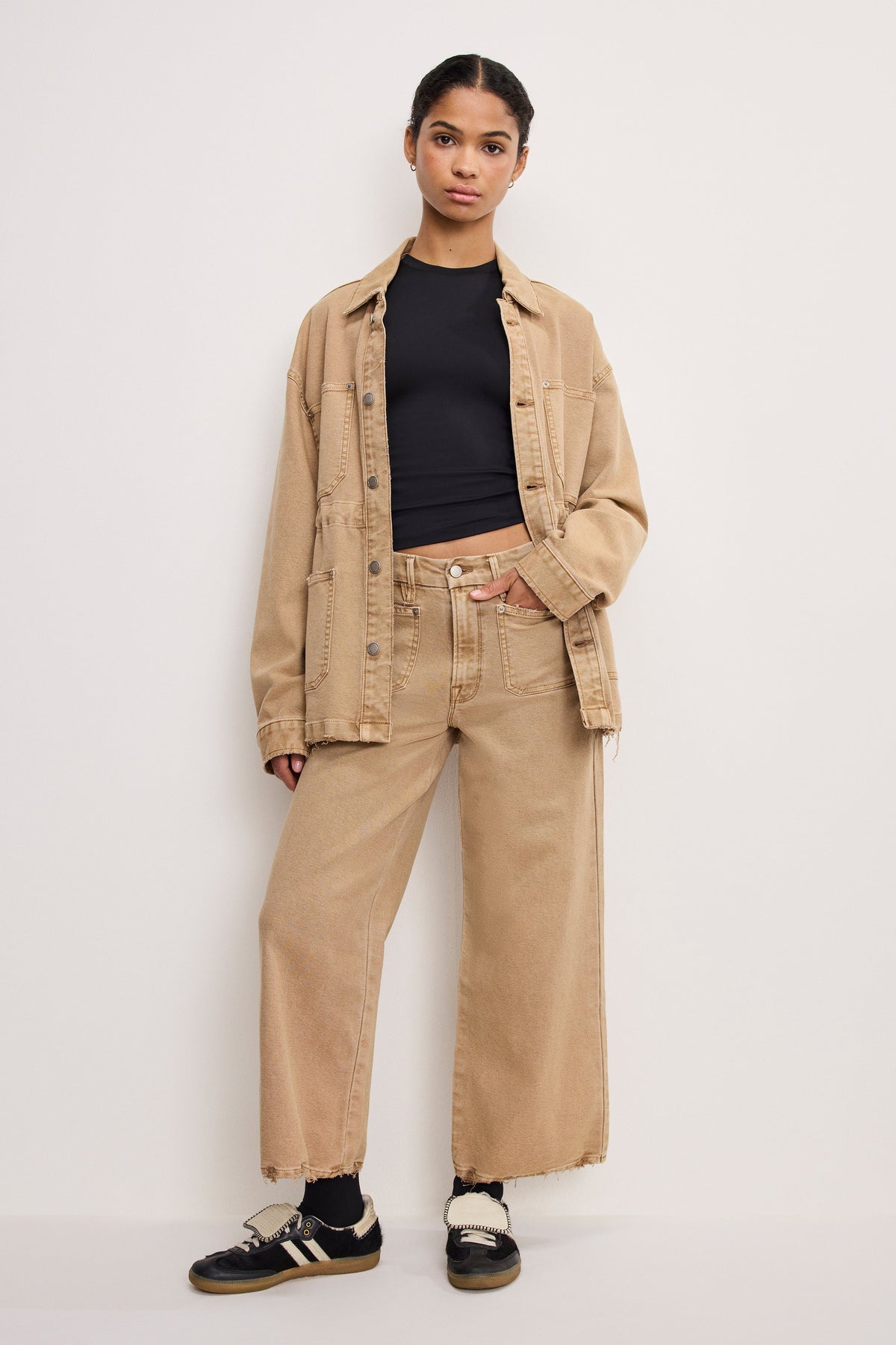 Premium PALAZZO CROPPED PANTS GOOD KHAKI001