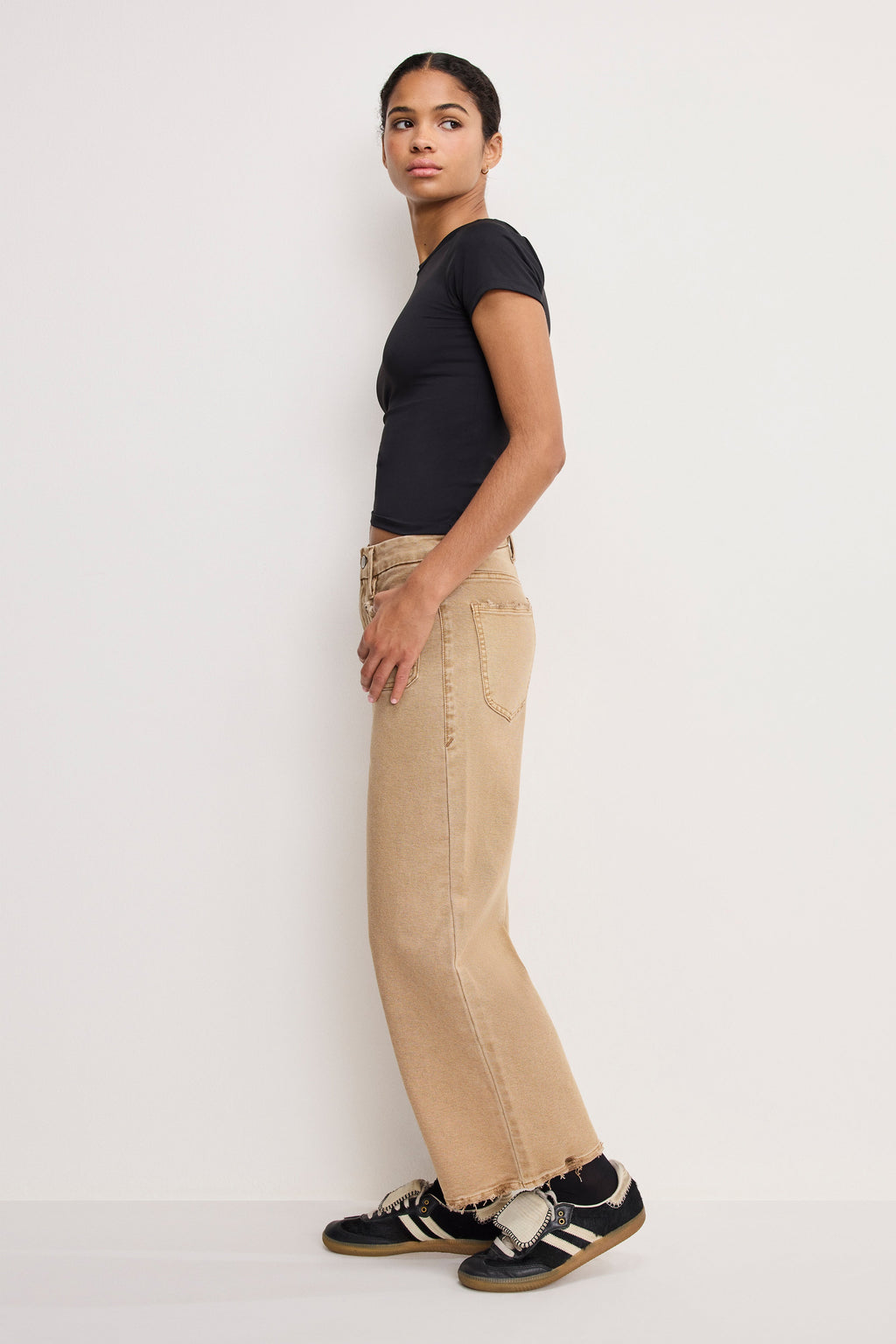 Premium PALAZZO CROPPED PANTS GOOD KHAKI001