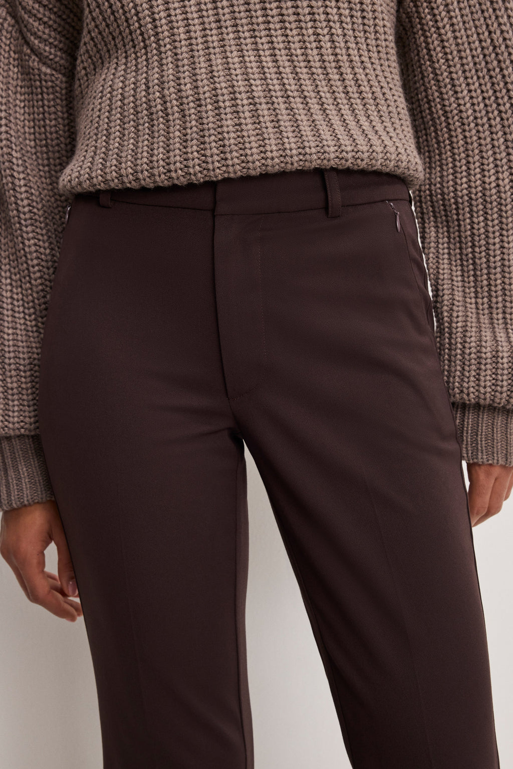 Premium ESSENTIAL SUITING FLARE TROUSERS DARK CHOCOLATE