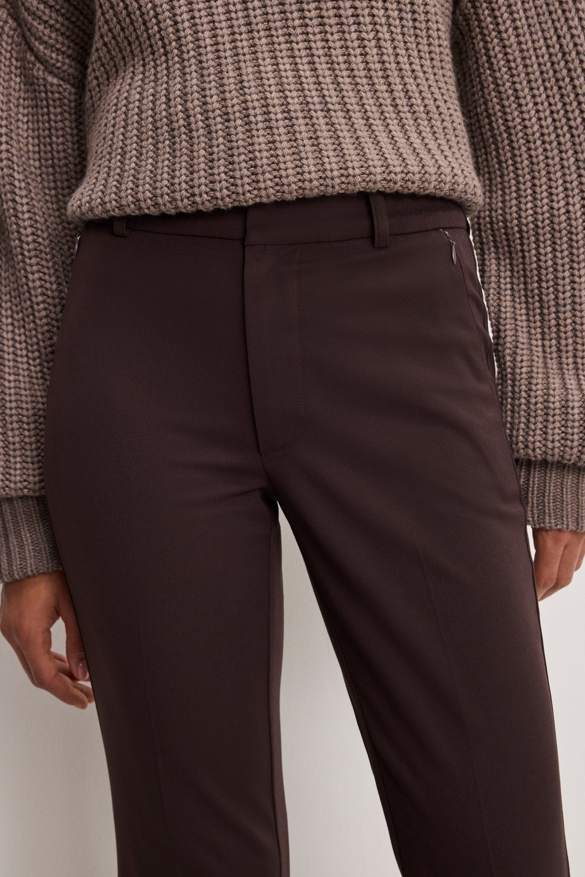 Premium ESSENTIAL SUITING FLARE TROUSERS DARK CHOCOLATE