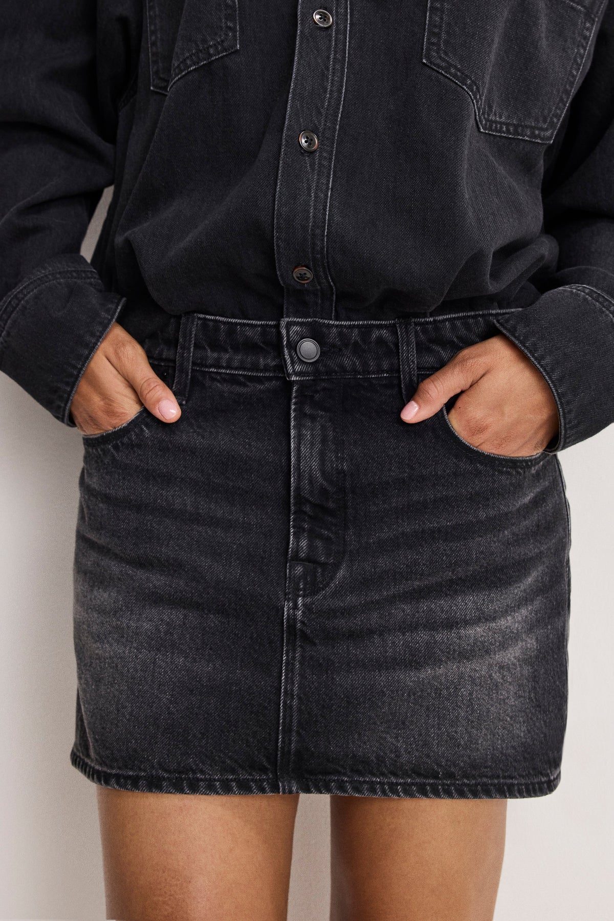 Premium DENIM SHIRT DRESS BLACK389