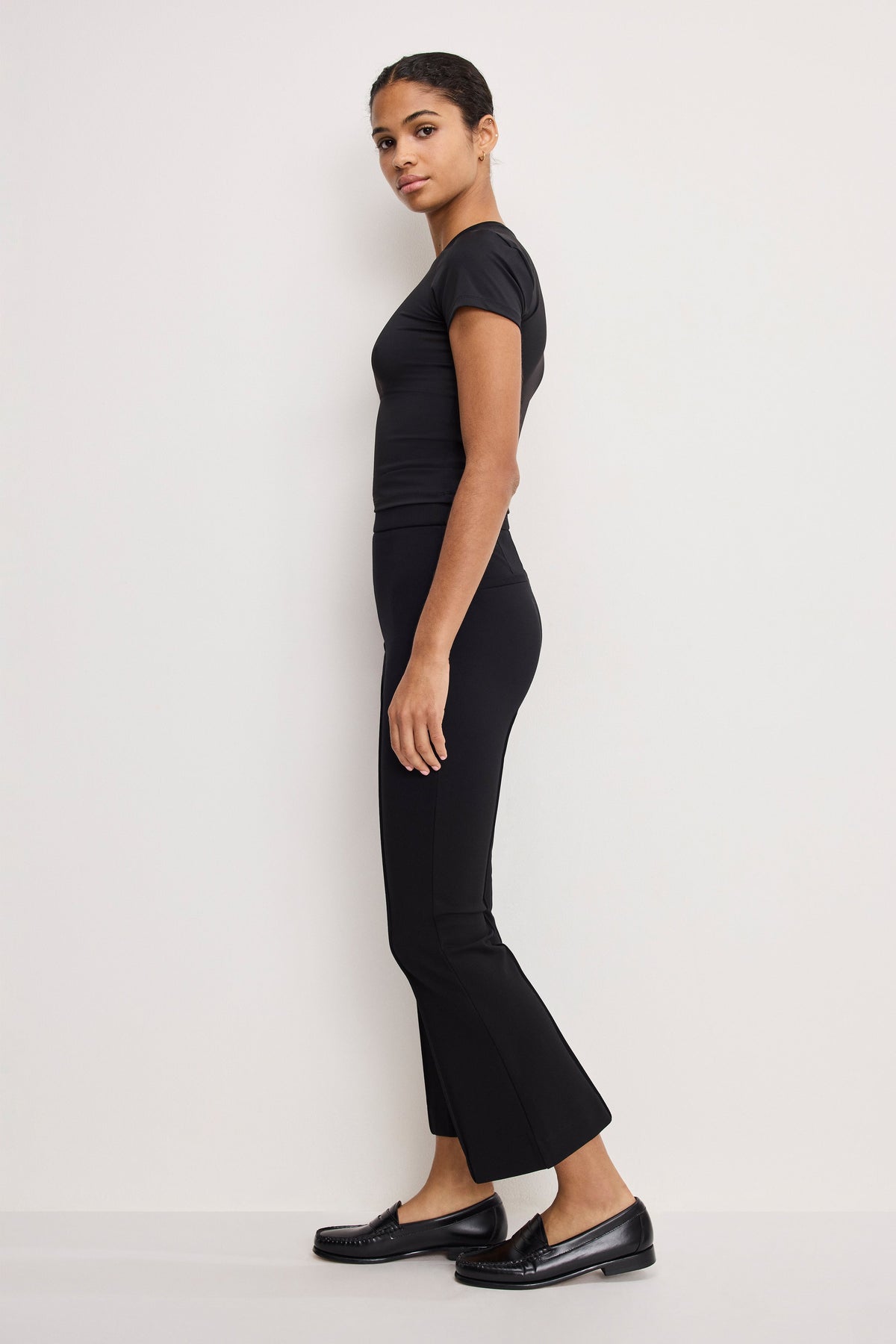 Premium SOFT STRETCH PONTE KICK FLARE PANTS BLACK001
