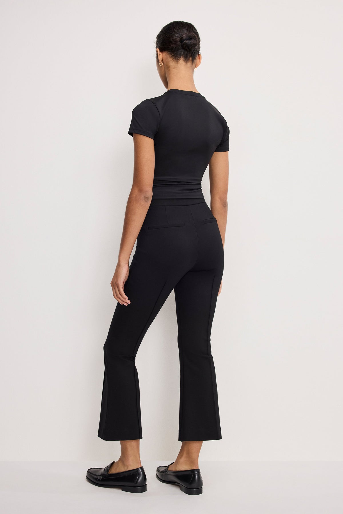Premium SOFT STRETCH PONTE KICK FLARE PANTS BLACK001