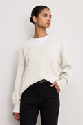 Premium DEEP V KNIT SWEATER VANILLA001