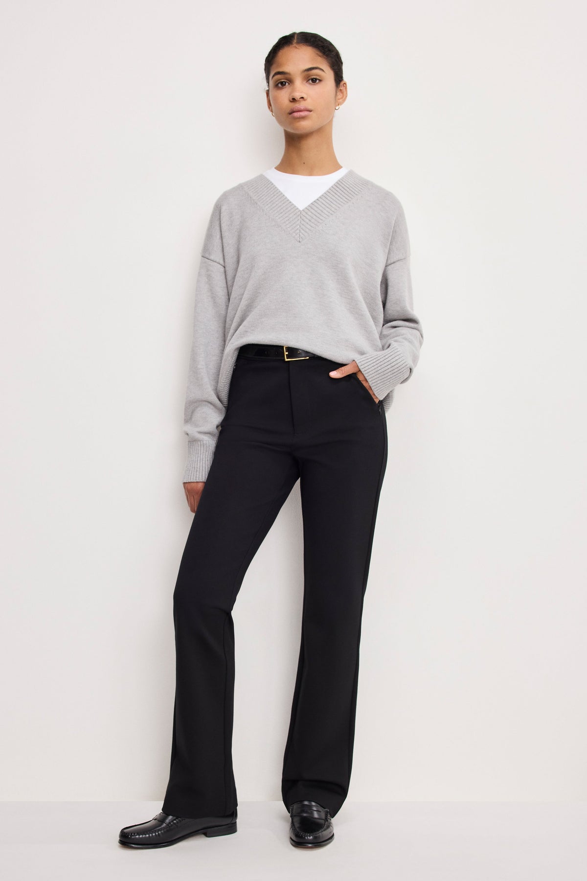 Premium SOFT STRETCH PONTE STRAIGHT TROUSERS BLACK001