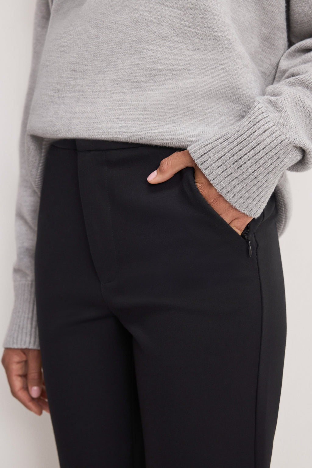 Premium SOFT STRETCH PONTE STRAIGHT TROUSERS BLACK001
